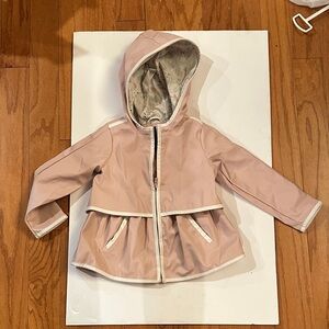 Cynthia Rowley Pale Pink Hooded Peplum Jacket with White Trim